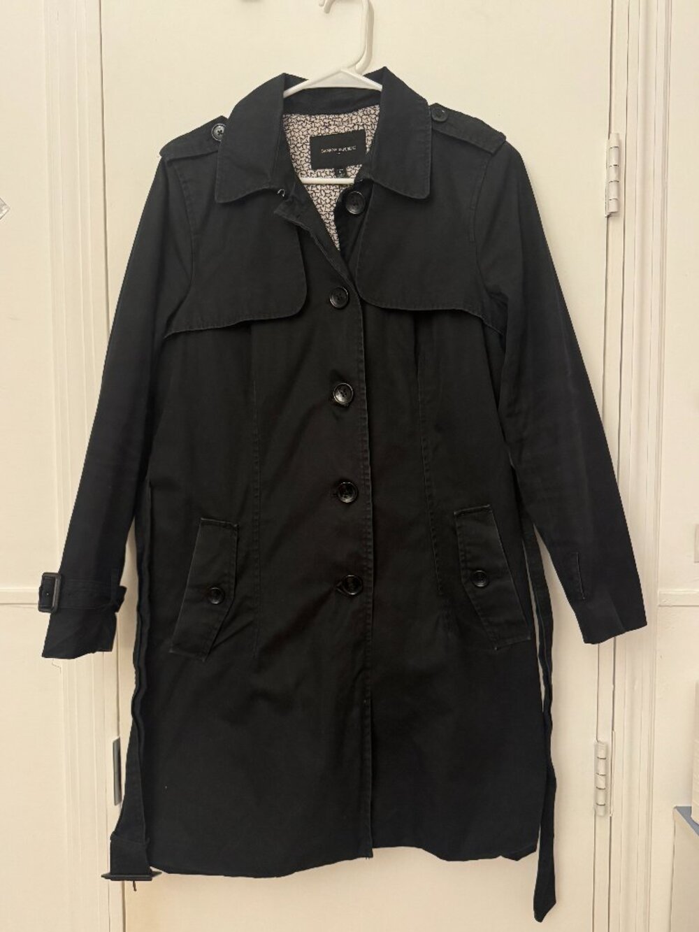 Banana Republic Black Trench Coat - Petite Large